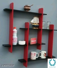Royal Wall Shelves - LXHXB:-40X30X12 cm, Black, Wooden , No.of Shelves : 5